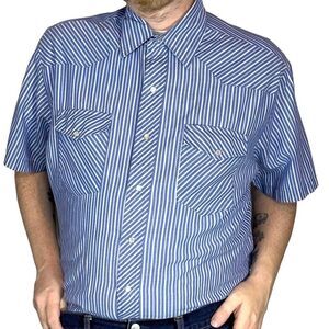 Rustler - Vintage Short Sleeve Pin Striped Pearl Snap Western Shirt size xl